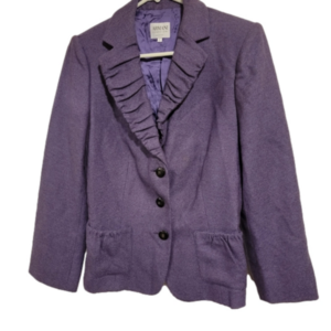 Armani Italy Purple Tweed Virgin Wool Jacket Size 10